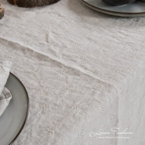 Solo grey colored tablecloth.