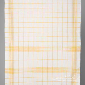 White fabric with green checks narrow width