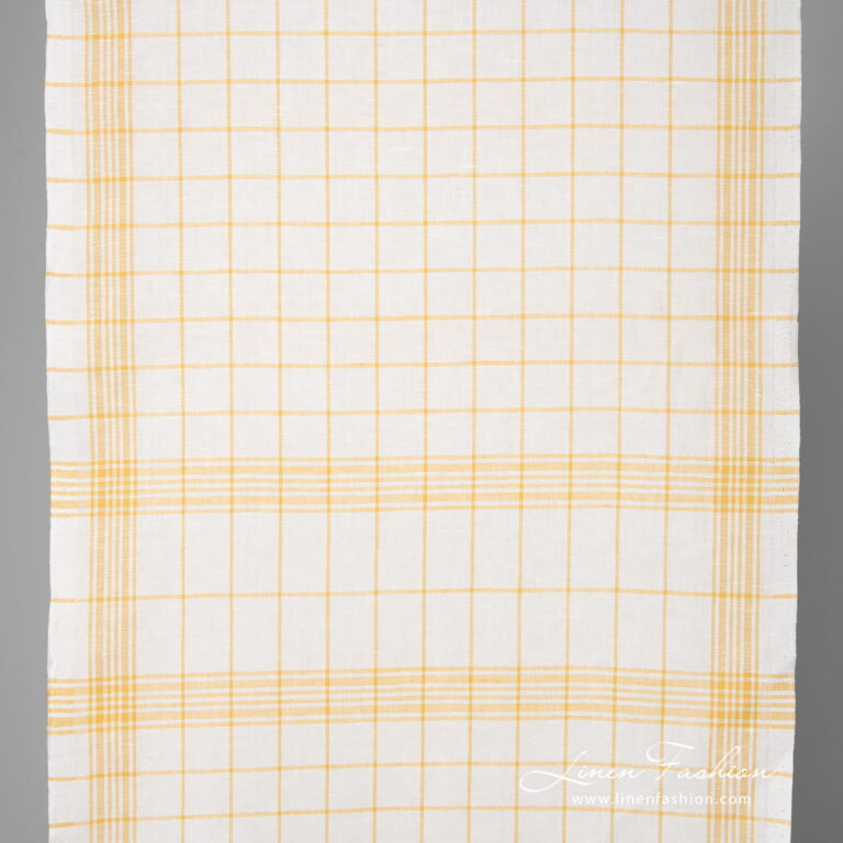 White fabric with green checks narrow width