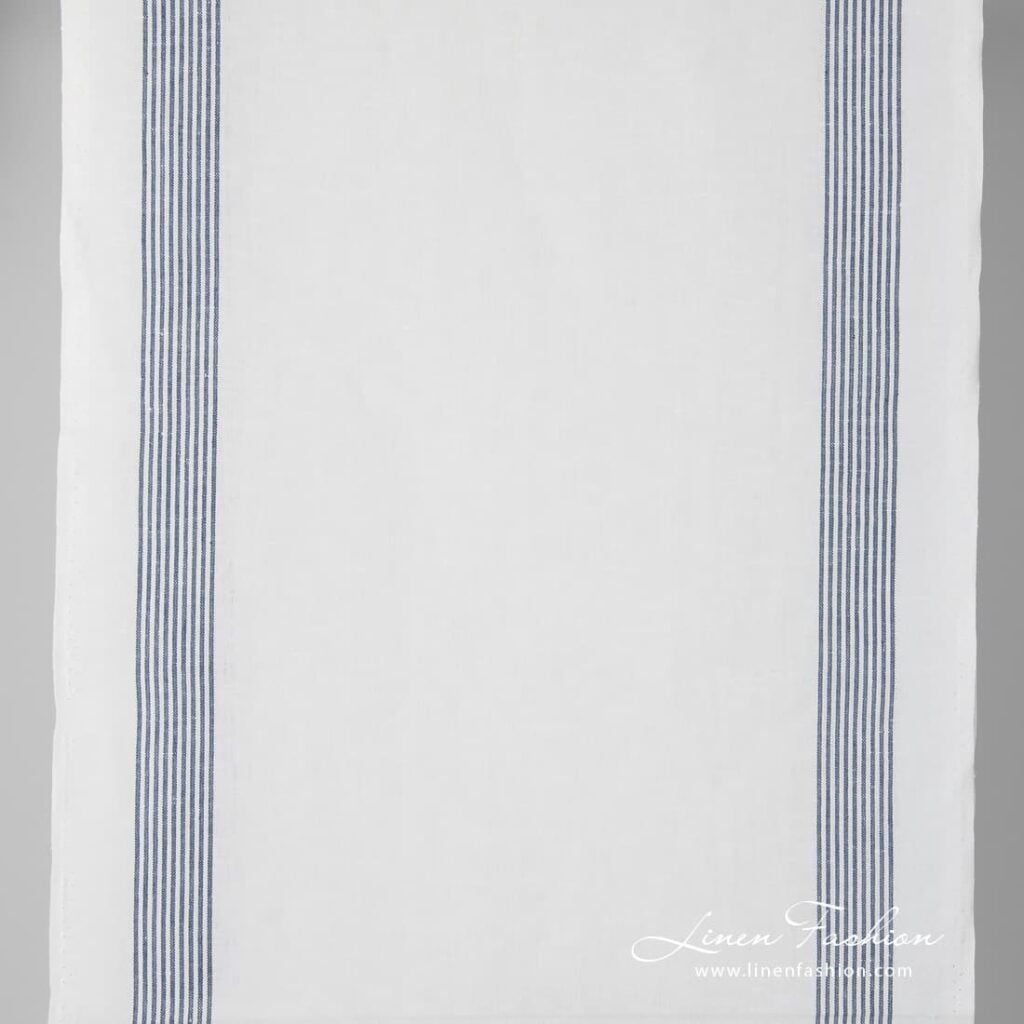 Bright white narrow linen cotton fabric.