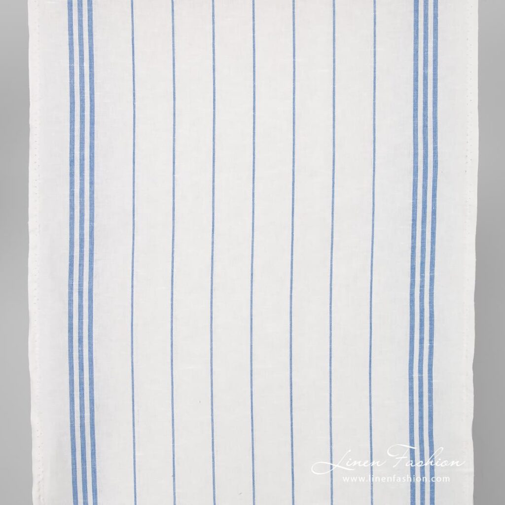 Linen cotton white striped fabric