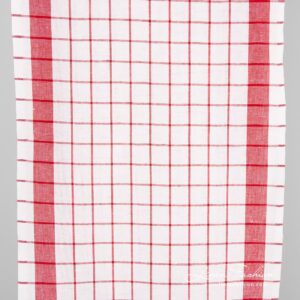Linen cotton fabric in red checks