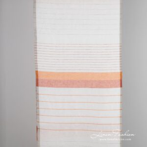 Linen cotton fabric with orange stripes