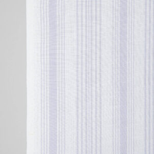 Narrow linen cotton fabric white with light violet stripes, 50cm wide