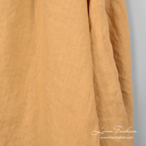 Washed peach yellow linen fabric