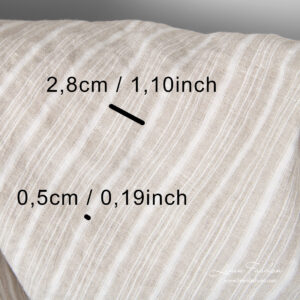 White/flax striped linen fabric with stripe measurements
