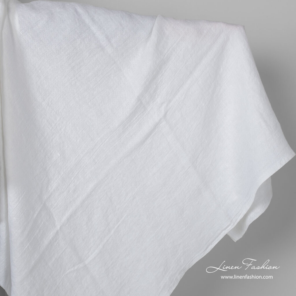 Bright white linen small square fabric, washed