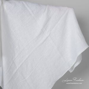 Bright white linen small square fabric, washed
