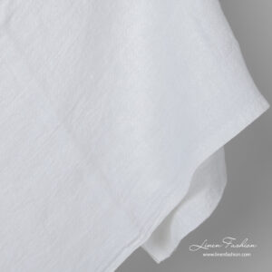 Washed bright white linen fabric in small squares