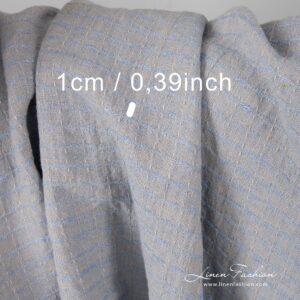 Grey blue linen fabric in interesting check pattern