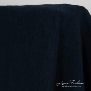 Washed linen fabric in blue black colour.