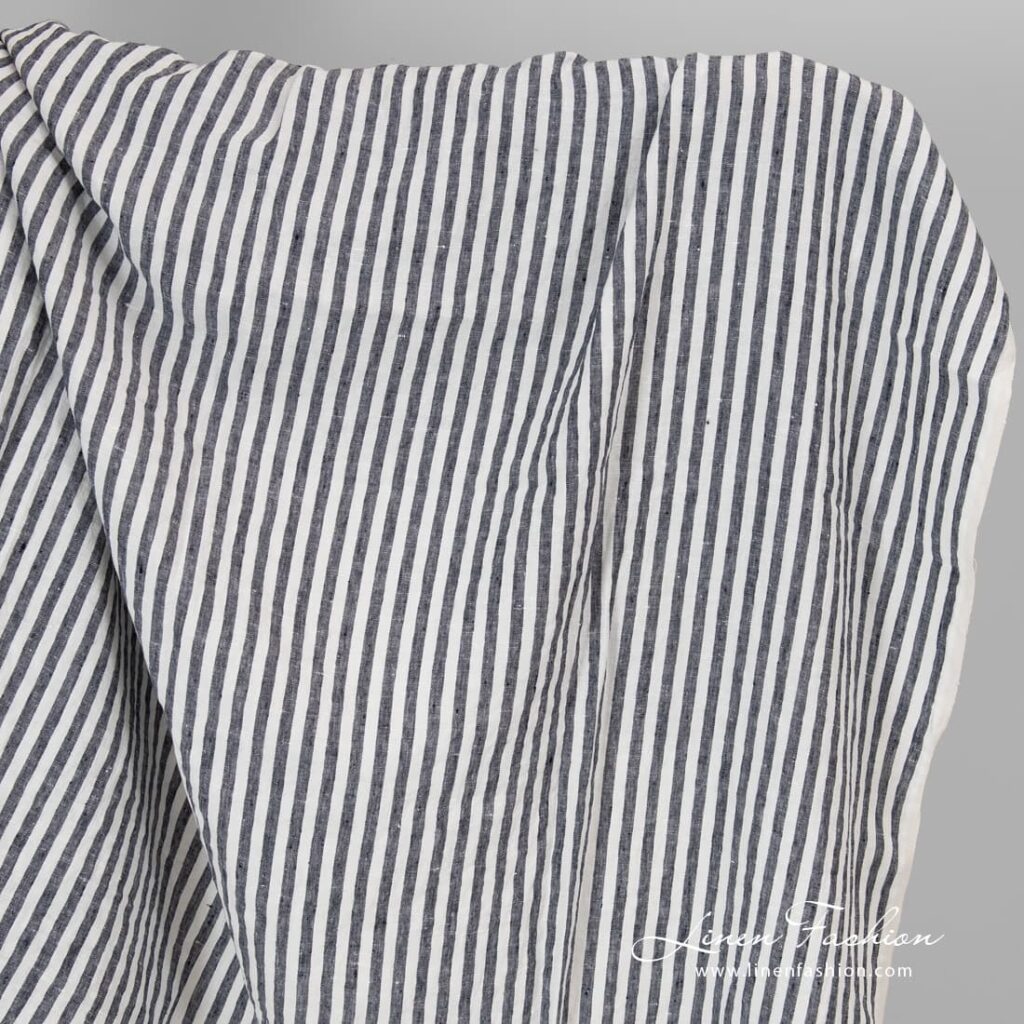 Linen fabric in navy stripes.