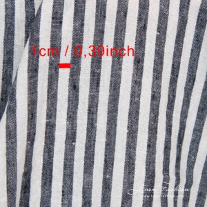Navy striped 100% linen fabric.