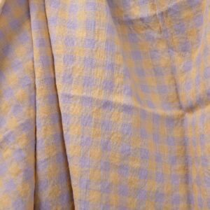 linen fabric lilac and yellow checkswashed