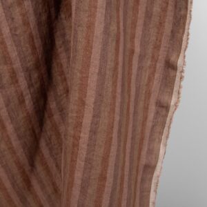 Vasket linstoff i brune striper 11 linen brown stripes fabric, multi stripes vertical