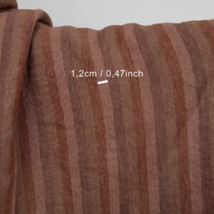 Vasket linstoff i brune striper 12 linen brown stripes fabric,1.2cm.
