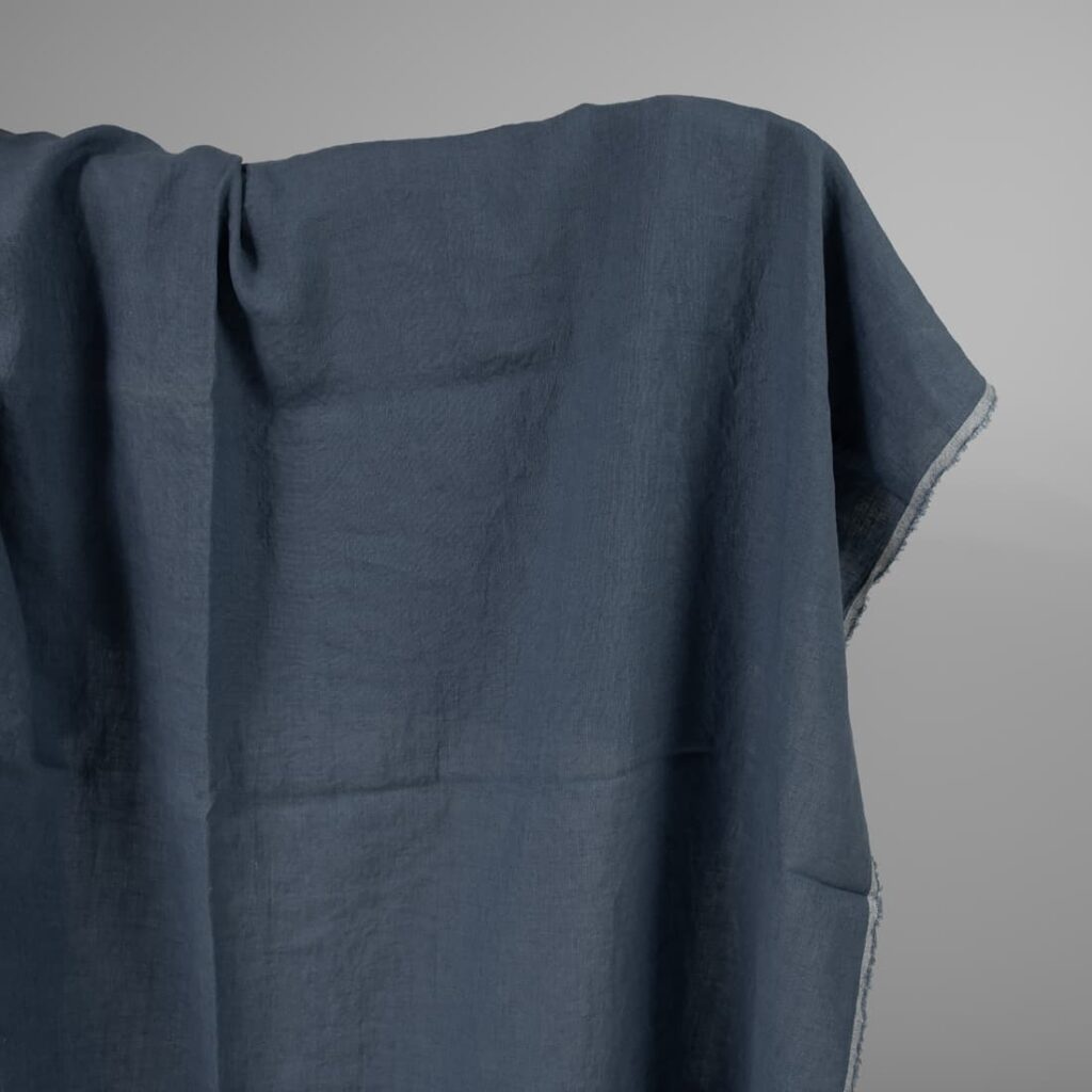 jeans blue linen washed fabric