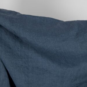 Linen washed fabric dark blue color soft and supple