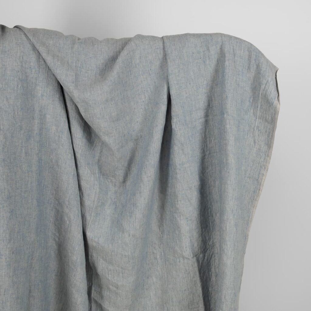 Linen washed fabric grayish blue color