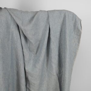 Linen washed fabric grayish blue color