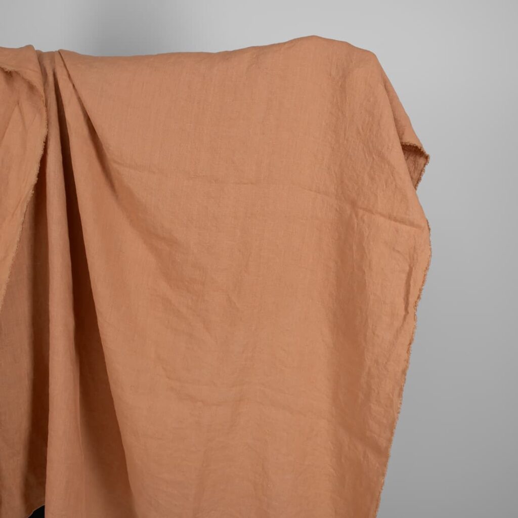 Linen washed fabric light brown color