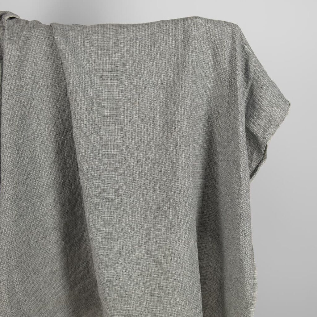 Linen fabric washed dark grey colour