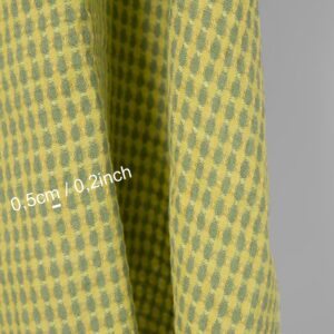 Washed linen fabric yellow and green pattern, with measurements