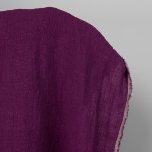Washed linen fabric in red-violet, 100% linen