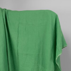 Washed linen fabric in spinach green