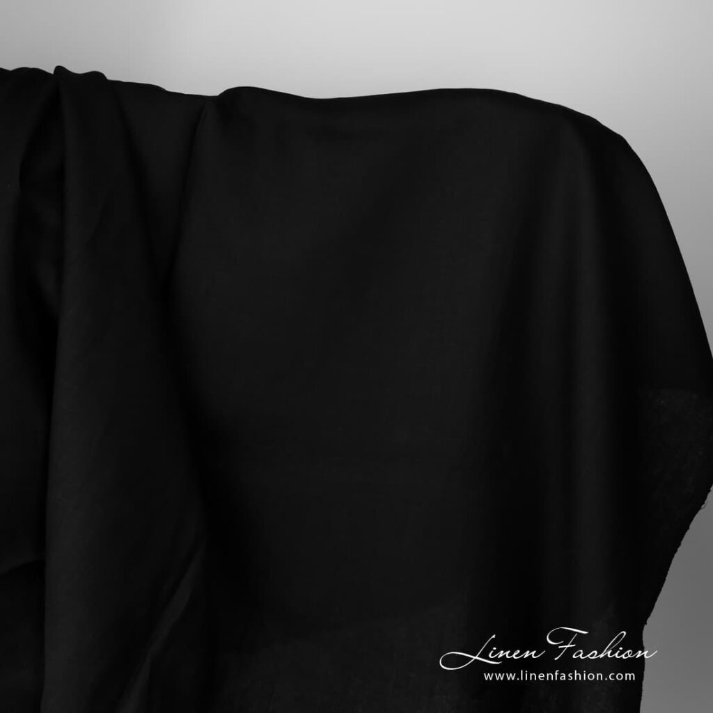 Black pure linen fabric