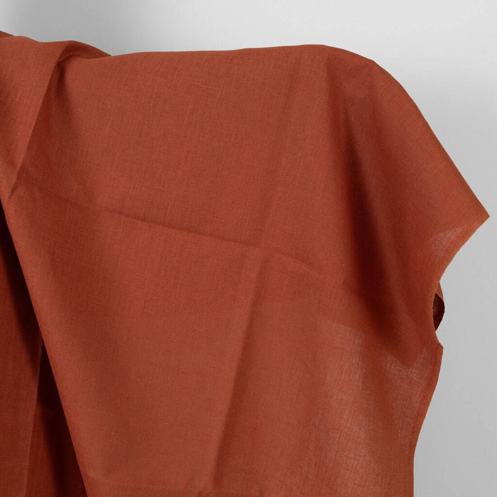 Linen fabric warm brown colour