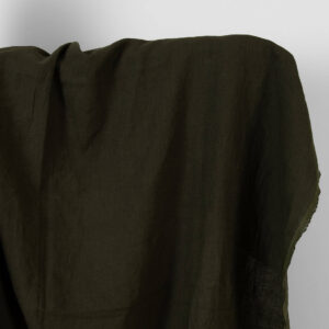 Washed linen fabric dark moss green