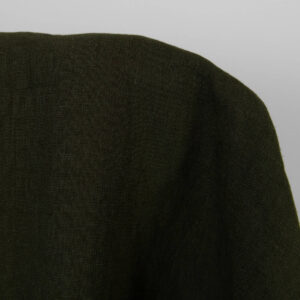 Washed linen fabric dark moss green, plain weave