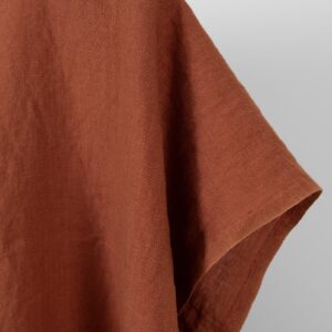 Linen fabric warm brown colour washed, plain weave