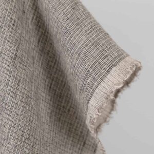 Linstoff rosa-svart lite mønster vasket 11 Washed linen fabric pink-black small pattern, fabric edge