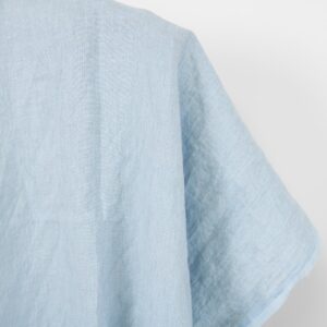 Linstoff ensfarget lys gråblå, vasket