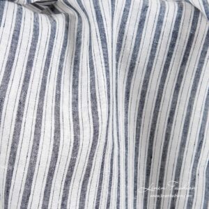 Striped linen fabric in blue and white color