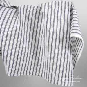 Linen fabric with blue & white stripes