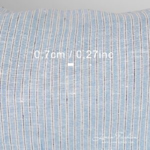 Blue linen fabric in stripes, high quality