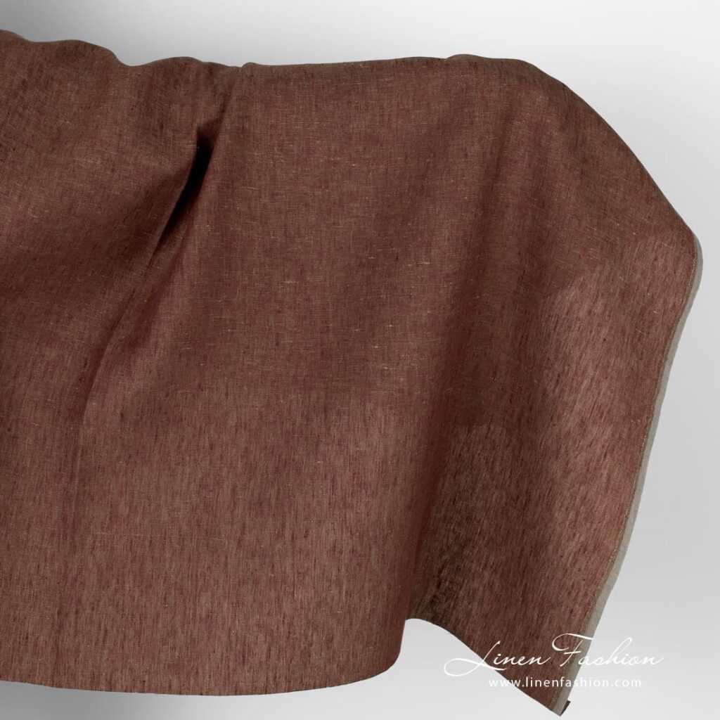 Linen fabric in greenish violet melange