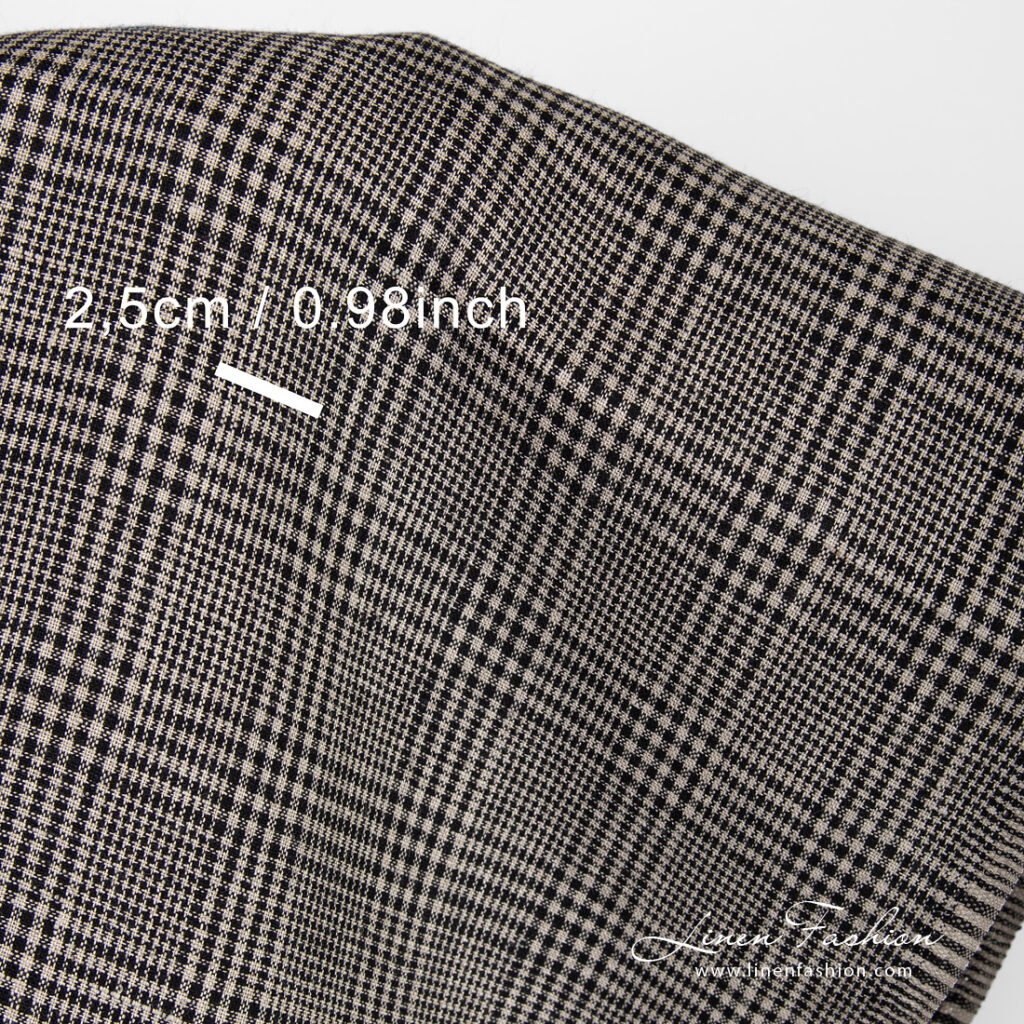 Linstoff i svarte og gråaktige ruter 4 Checked linen frabric