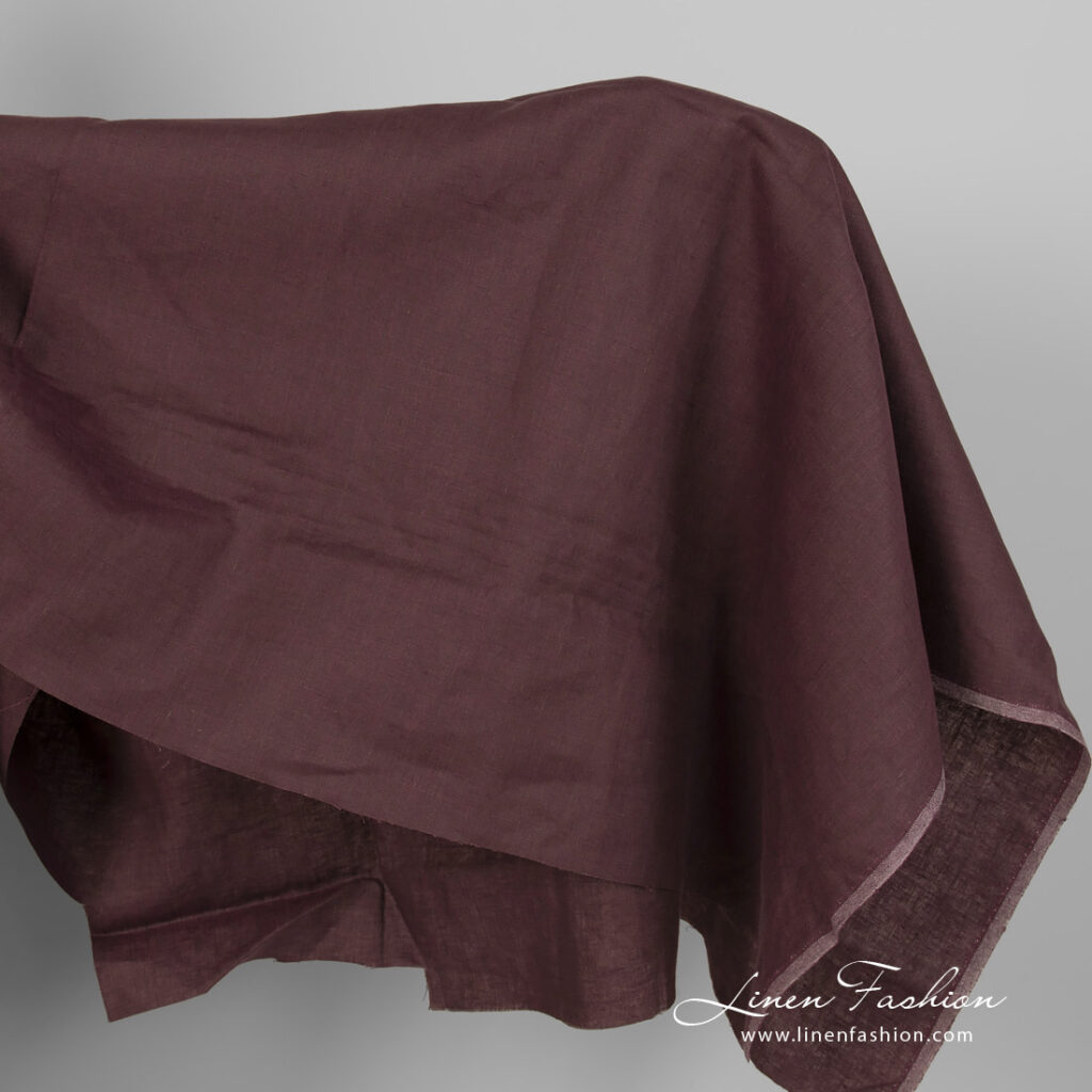 Linen fabric in brown-violet melange