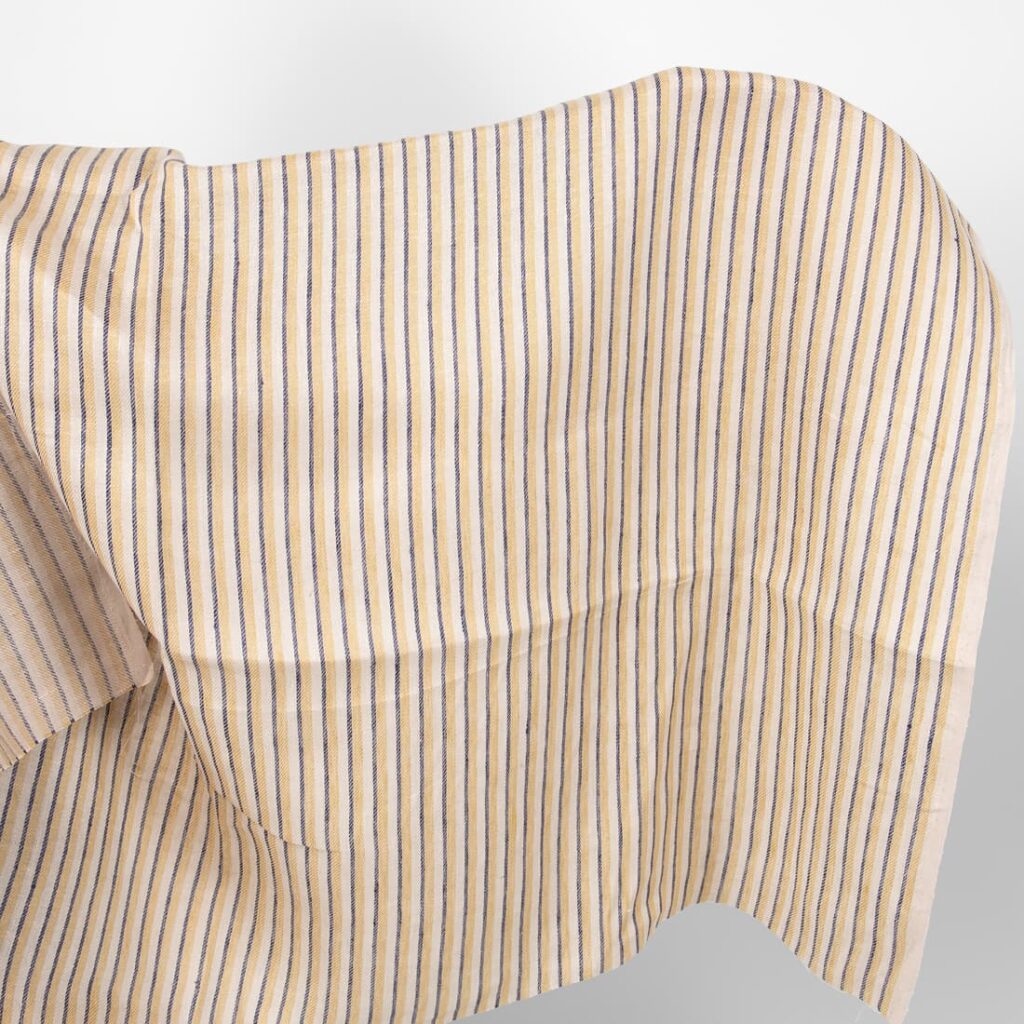 yellow blue striped fabric