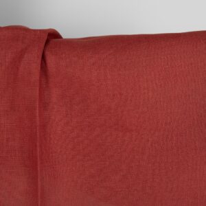 Linen red fabric close up detail