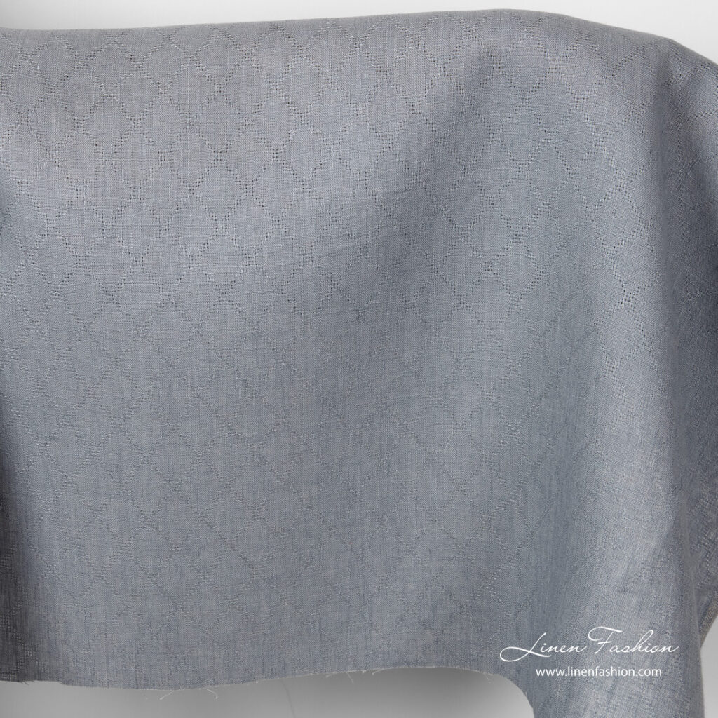 Linen grey diamond pattern fabric