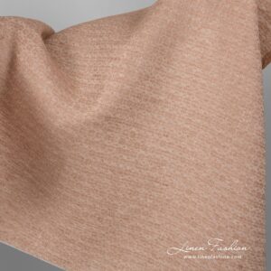 Light brown linen fabric with flowers