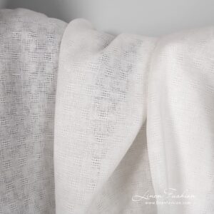 White linen fabric with checks