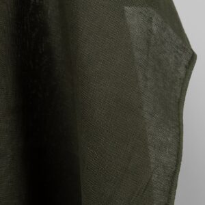 moss green linen fabric, with selvedge.