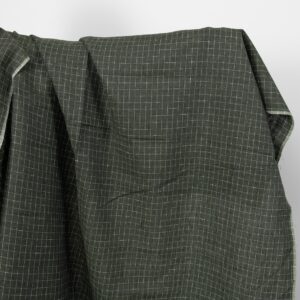 linen green moss checked fabric, width 150cm.
