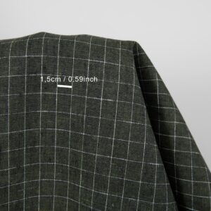 linen green moss checked fabric, 1.5cm.